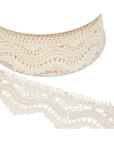 Spule 13,7m Guipure vague 60mm Beige