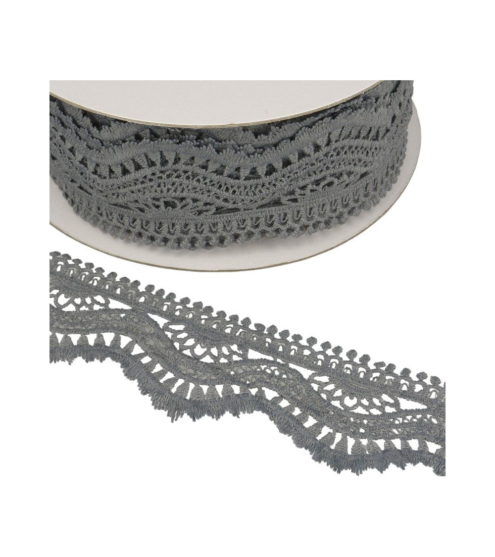 Bobina 13,7m Guipur onda 60mm Gris medio