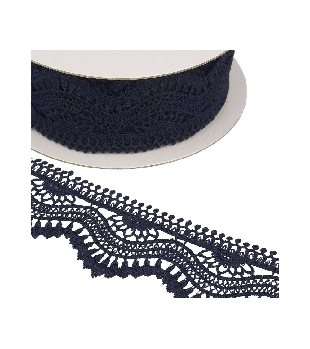Spool 13.7m Guipure wave 60mm Navy blue