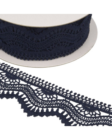 Spool 13.7m Guipure wave 60mm Navy blue