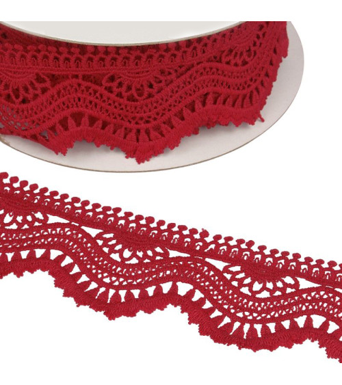 Spool 13.7m Guipure wave 60mm Red