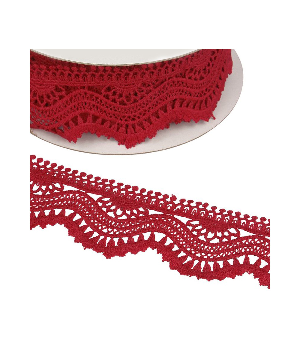 Spule 13,7m Guipure Vague 60mm Rot