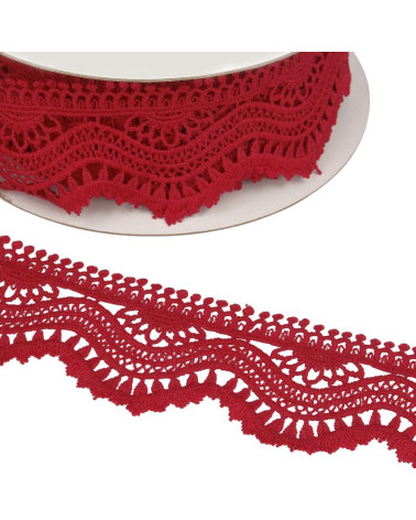 Spule 13,7m Guipure Vague 60mm Rot