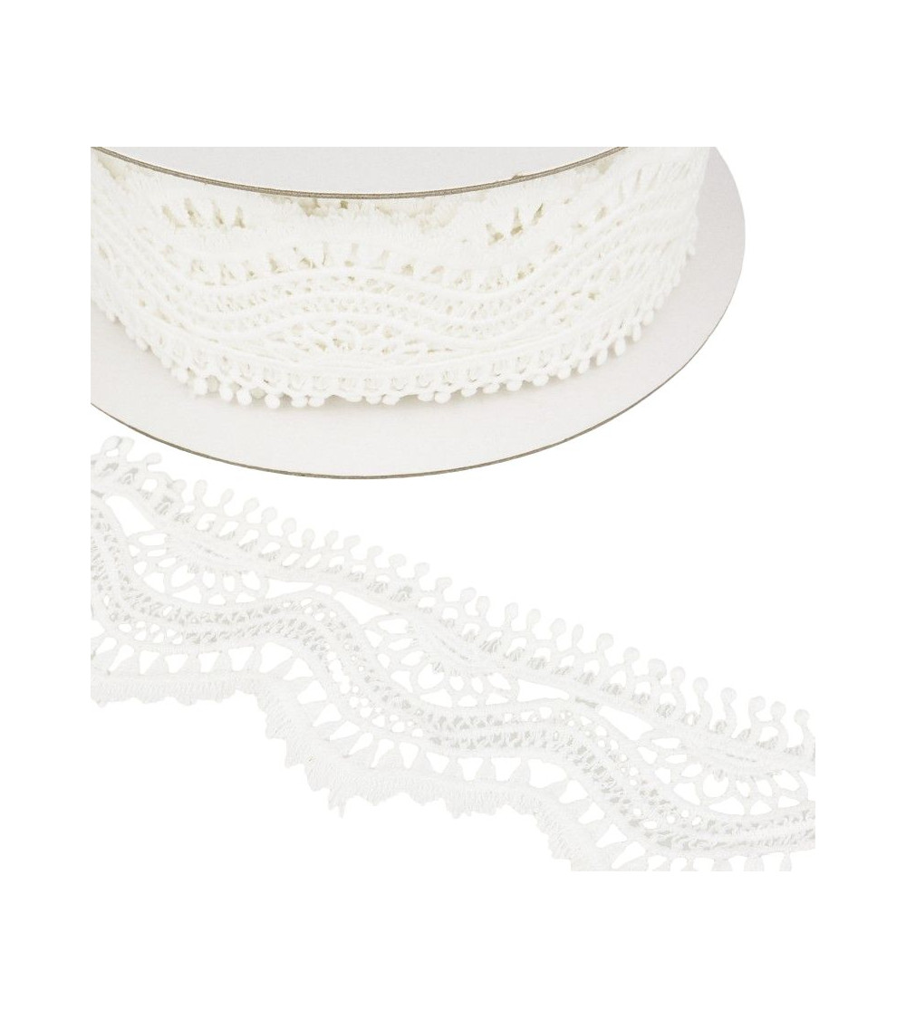 Spool 13.7m Guipure wave 60mm White