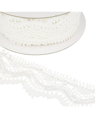 Spool 13.7m Guipure wave 60mm White