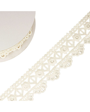 Spule 13,7 m Guipure-Blume/Diamant 55 mm Beige