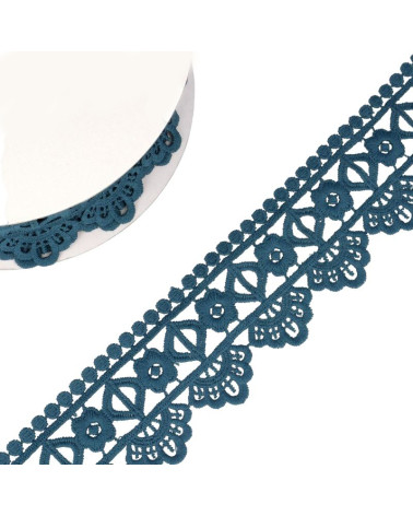 13,7-m-Spule Guipure-Blume/Diamant 55 mm Entenblau