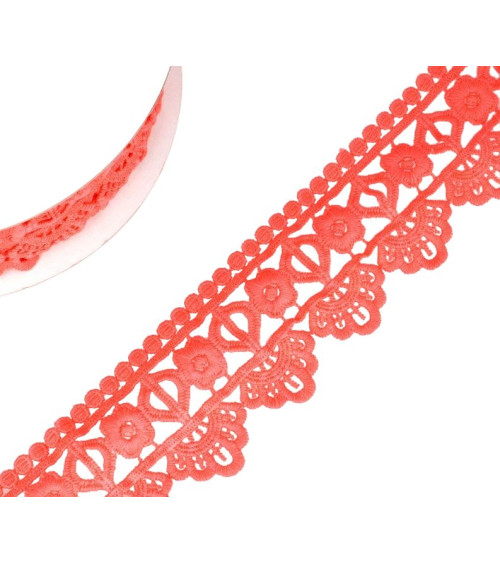 Spool 13.7m Guipure flower/diamond 55 mm Neon Pink