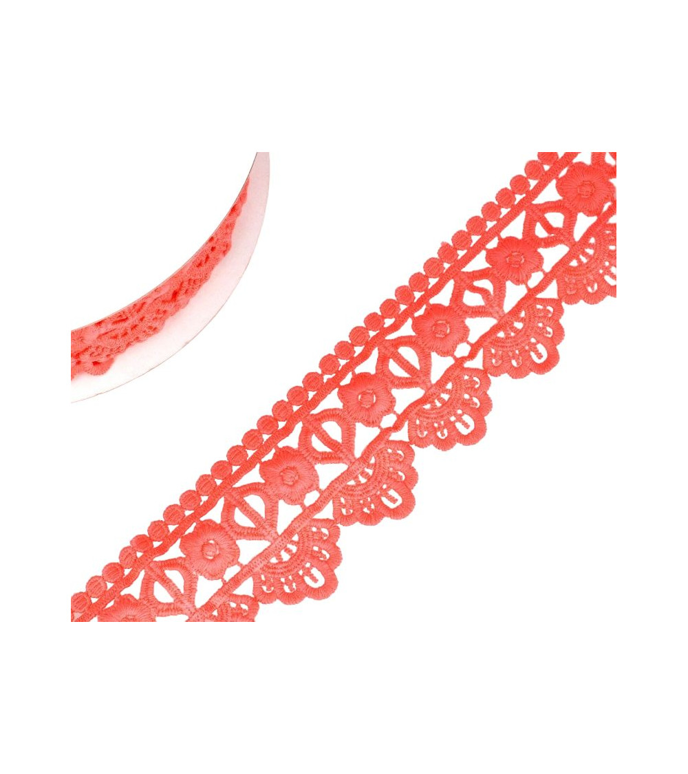 Spool 13.7m Guipure flower/diamond 55 mm Neon Pink