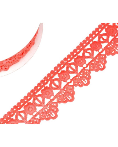 Bobina da 13,7 m Guipure fiore/diamante 55 mm Neon Pink