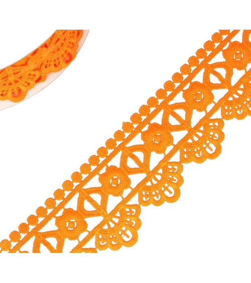 13.7m spool Guipure flower/diamond 55 mm Fluorescent orange