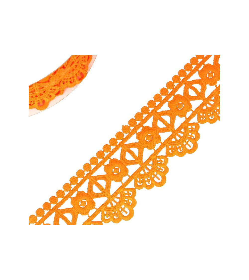 13.7m spool Guipure flower/diamond 55 mm Fluorescent orange