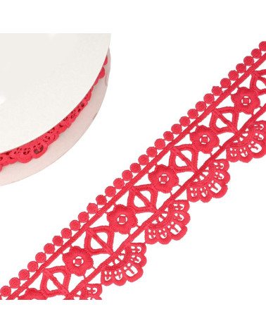 Spool 13.7m Guipure flower/diamond 55 mm Raspberry pink