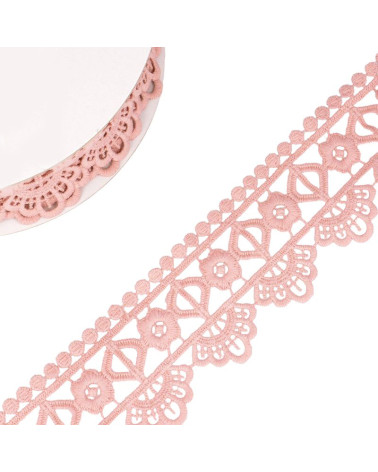 Bobina da 13,7 m Fiore di guipure/diamante 55 mm Rosa chiaro
