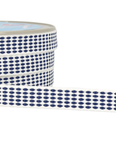 Bobine 25m Galon tirets 15 mm Bleu Céruléen