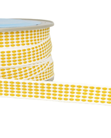 Bobine 25m Galon tirets 15 mm Jaune moutarde
