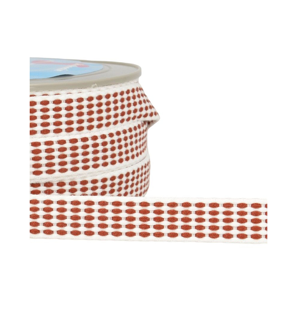 Carrete 25m Trenza discontinua 15mm Rojo burdeos