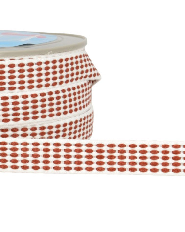 25m reel of 15mm Burgundy red dashed braid