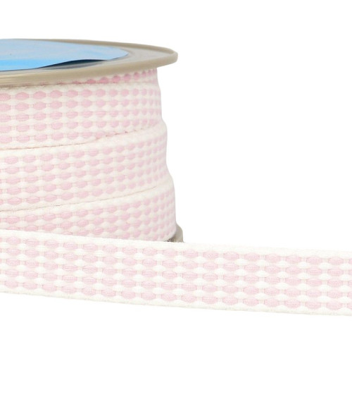 25m spool 15mm dashed braid Light Pink