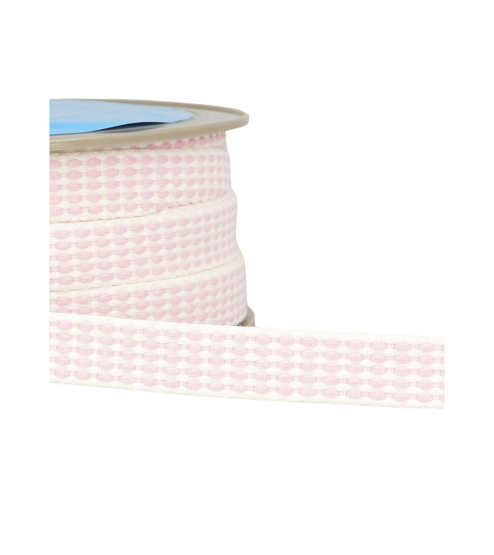 Bobina da 25 m di treccia tratteggiata da 15 mm rosa chiaro