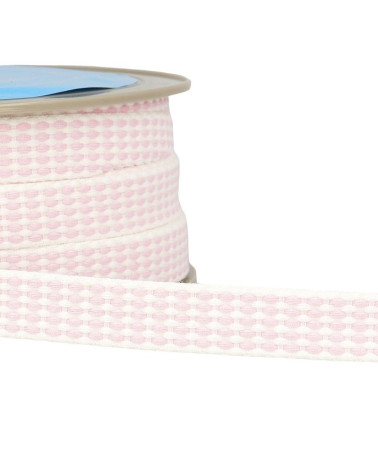 Bobina da 25 m di treccia tratteggiata da 15 mm rosa chiaro