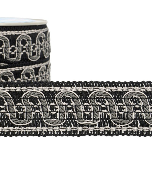 15m reel Wave braid 40 mm Gray Black