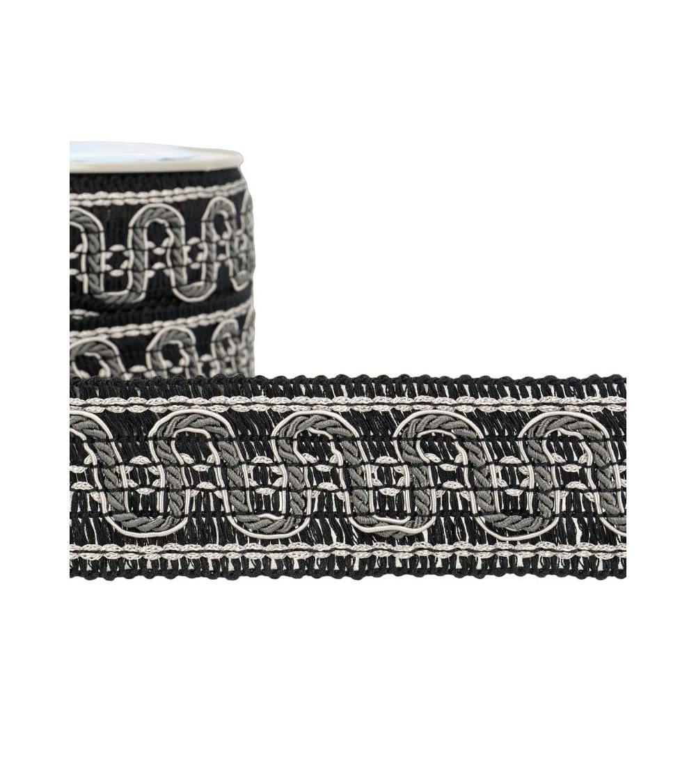 Carrete 15m Trenza Onda 40 mm Gris Negro