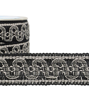 15m reel of 40mm grey black wave braid