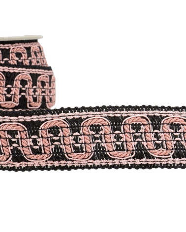 15m reel of 40mm old pink wave braid
