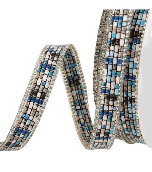 10m reel Iron-on stone braid combo 13 mm Blue combo