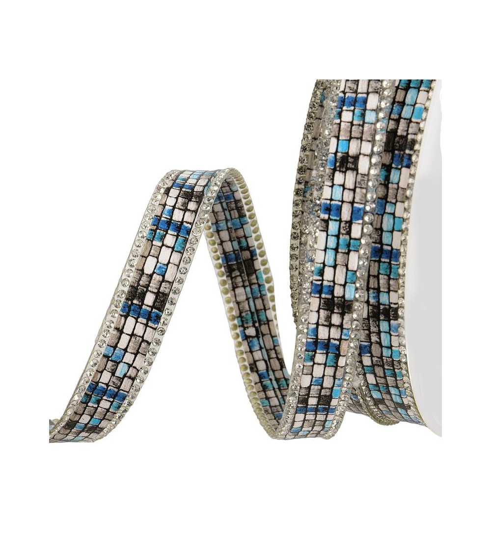 10m reel Iron-on stone braid combo 13 mm Blue combo