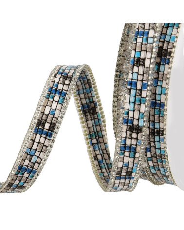 10m reel Iron-on stone braid combo 13 mm Blue combo