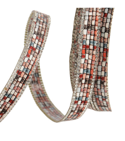 10m reel Iron-on stone braid combo 13 mm Pink and red combo