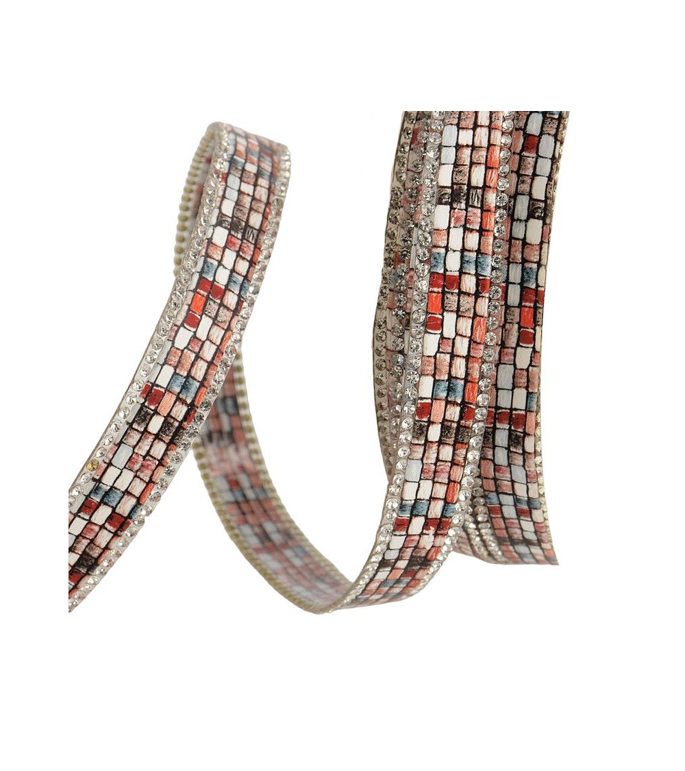 10m reel Iron-on stone braid combo 13 mm Pink and red combo