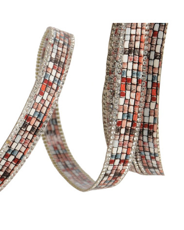 10m reel Iron-on stone braid combo 13 mm Pink and red combo