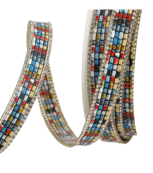 10m reel Iron-on stone braid combo 13 mm Blue and red combo