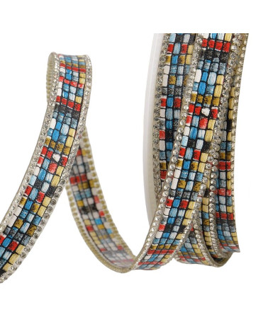 10m reel of iron-on stone braid combo 13 mm Blue and red combo