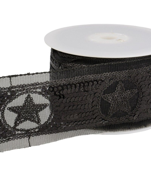 10m reel Star sequin braid 50 mm Black