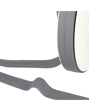 20-m-Spule, 27 mm Schrägband, 100 % Bio-Baumwolle, Mittelgrau