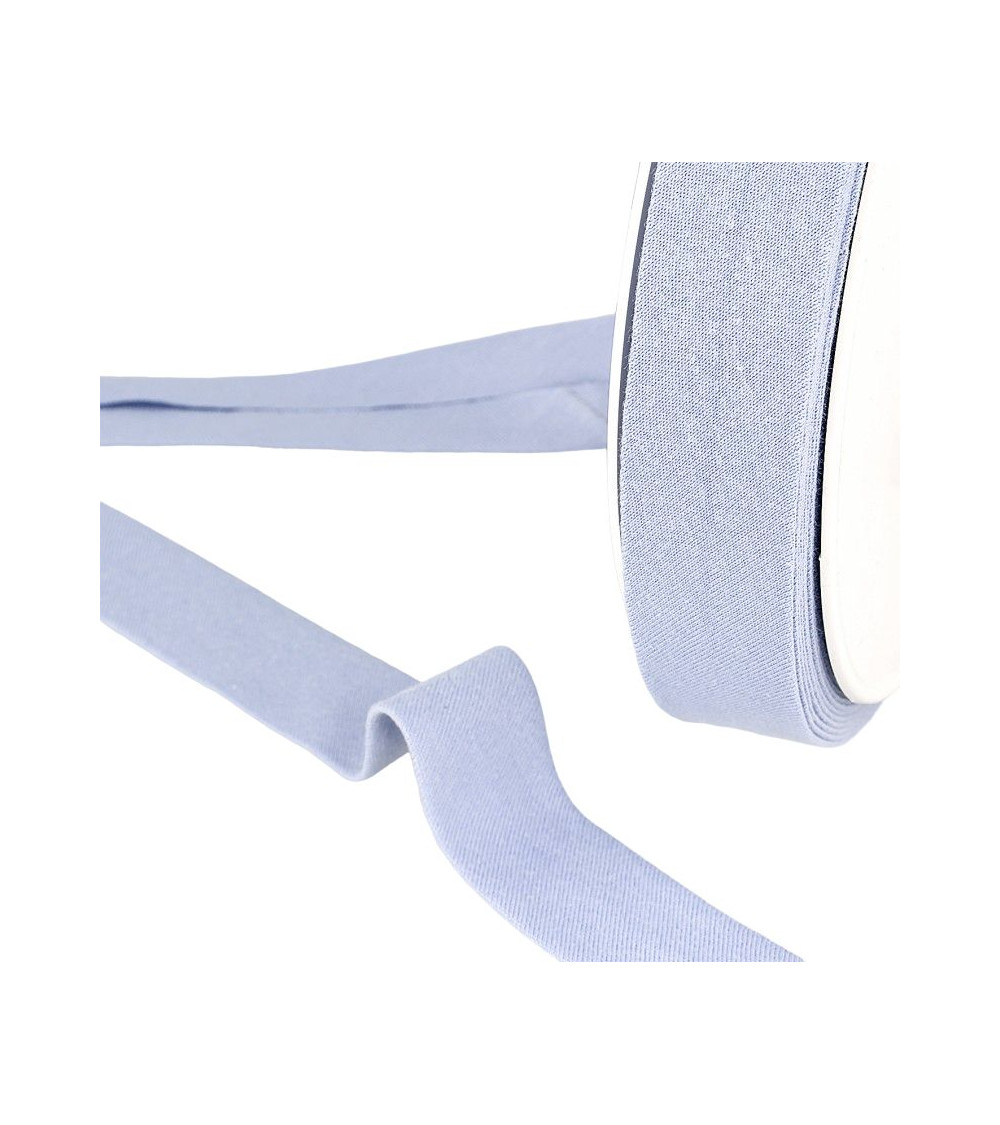 Bobina de 20m Bies de 27mm 100% algodón bio-orgánico Azul claro