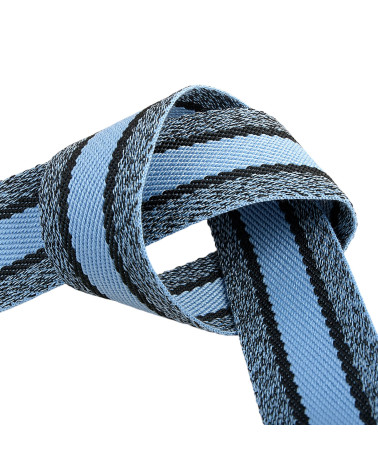 Bobine 15m sangle chinée 40mm Bleu ciel et Noir 