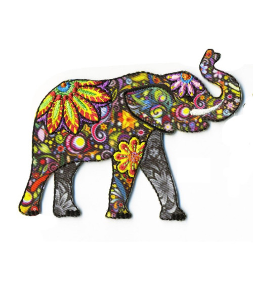 Colorful elephant iron-on patch