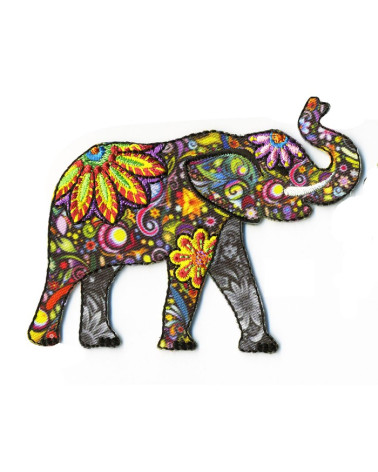Colorful elephant iron-on patch