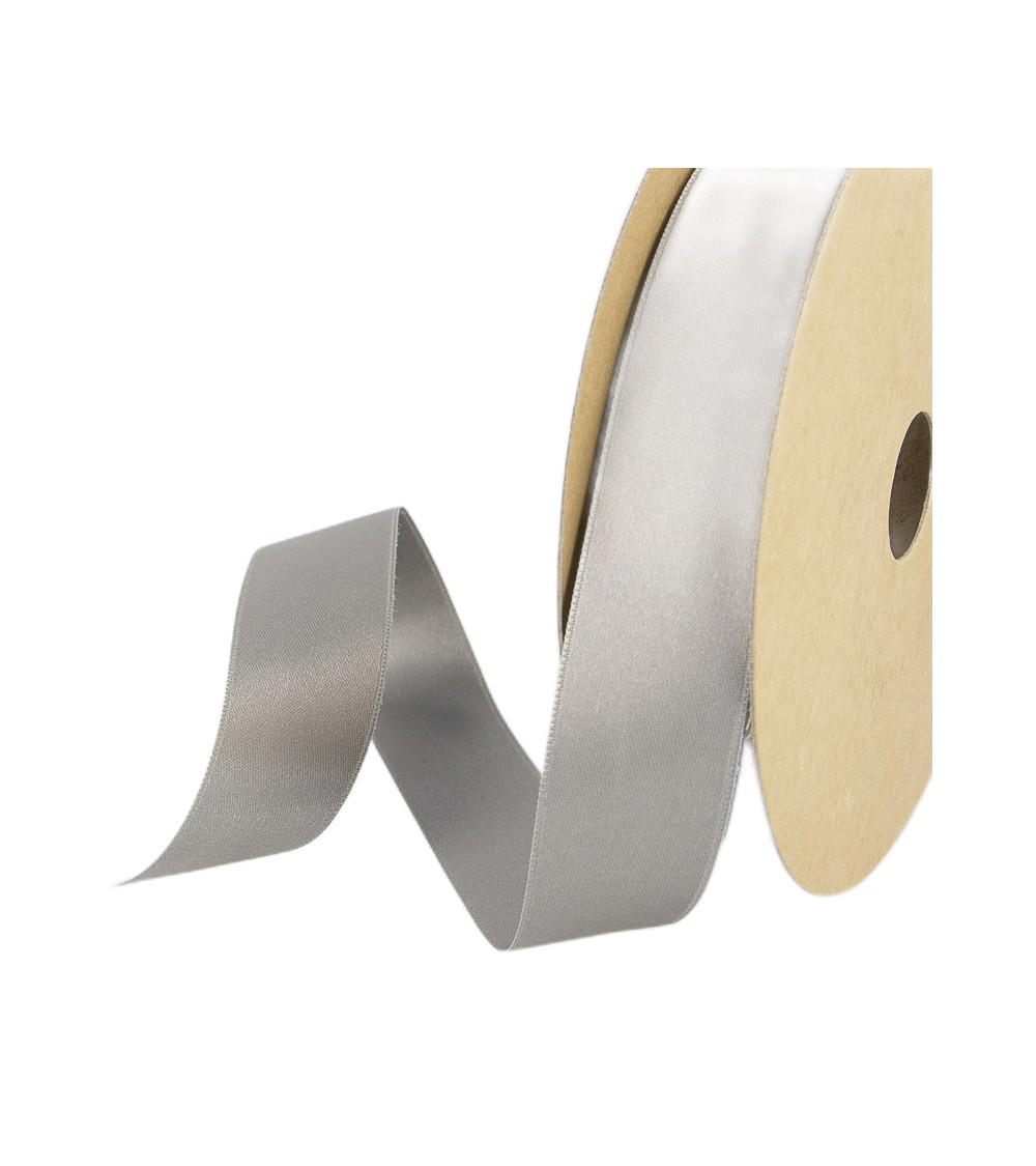 25-m-Rolle aus recyceltem Polyester-Satin in Mittelgrau