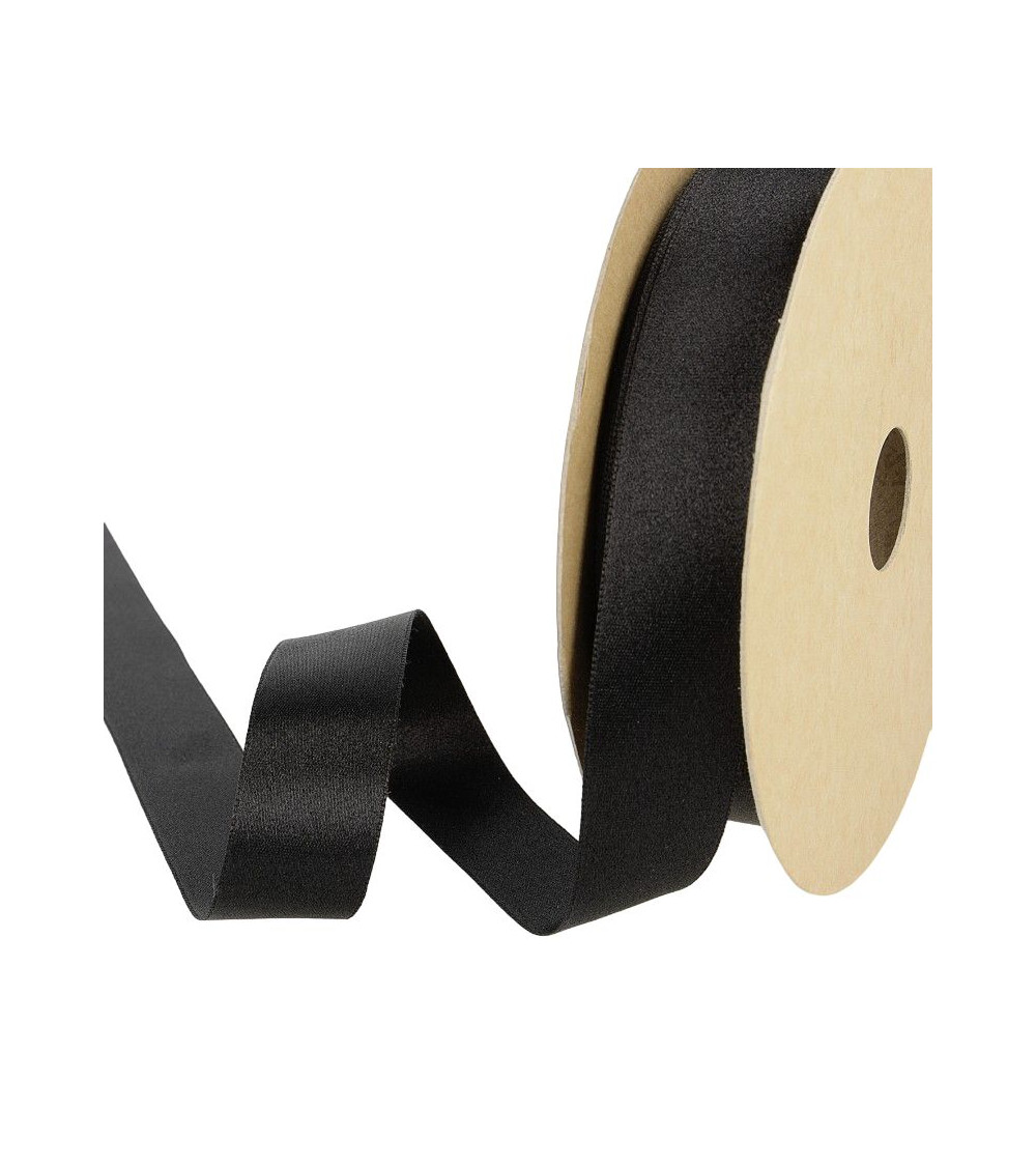 25-m-Spule. Recycelter Polyester-Satin. Schwarz