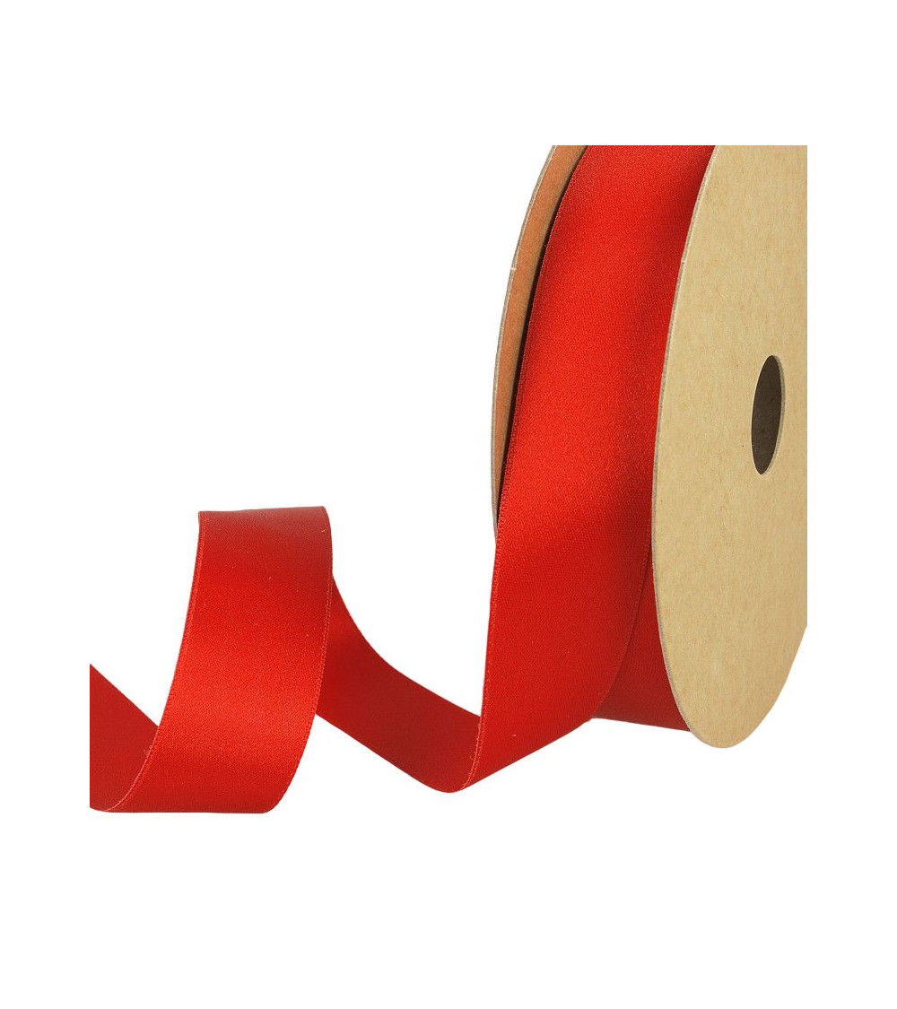25-m-Spule. Recycelter Polyester-Satin in Rot