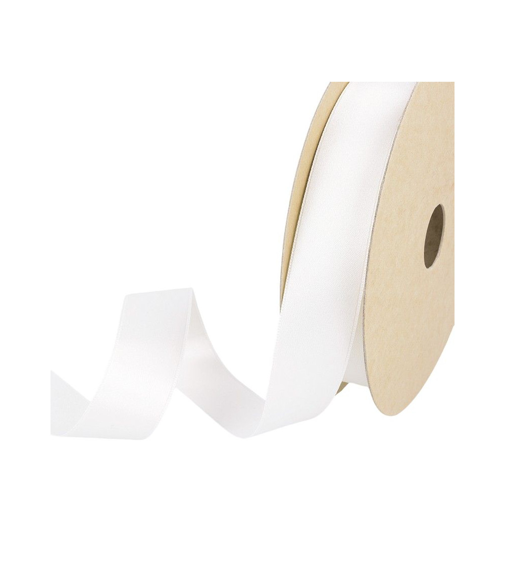 25m Recycled Polyester Satin Spool White