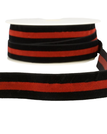 15m reel Velvet stripes polyester Black and red