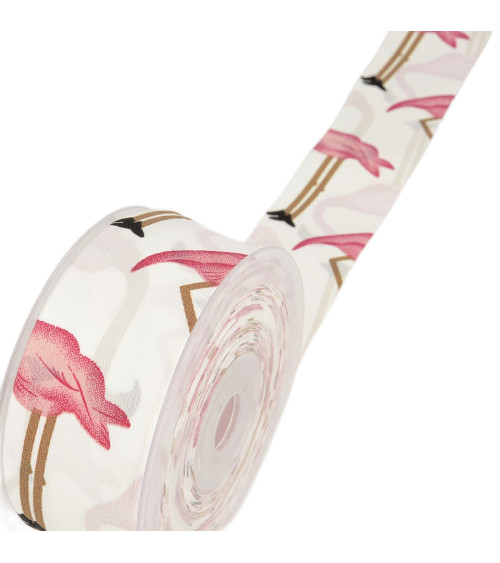 15m spool White flamingo ribbon