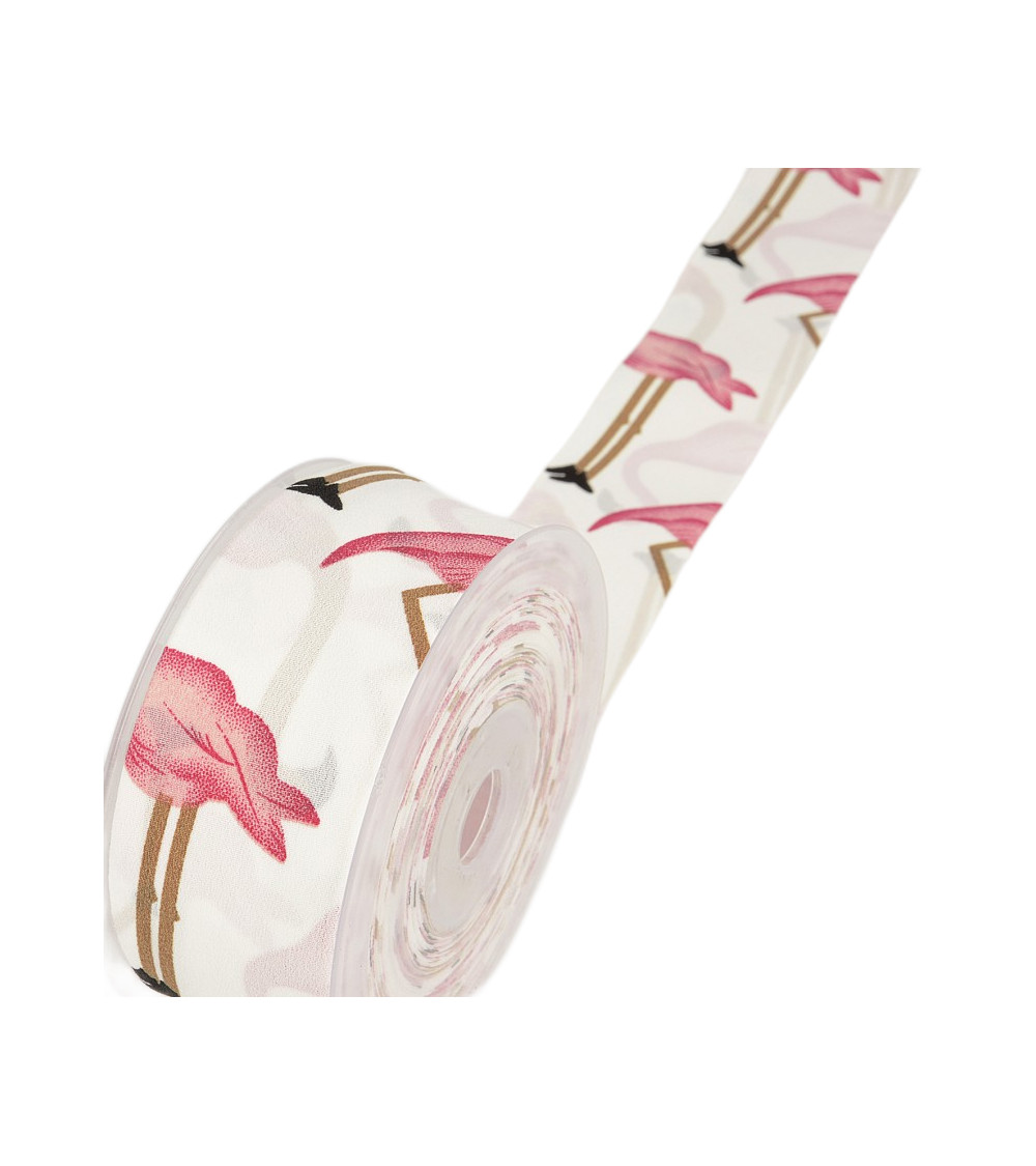 15m spool White flamingo ribbon